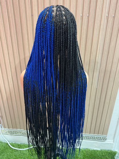 Blue and black cross braids