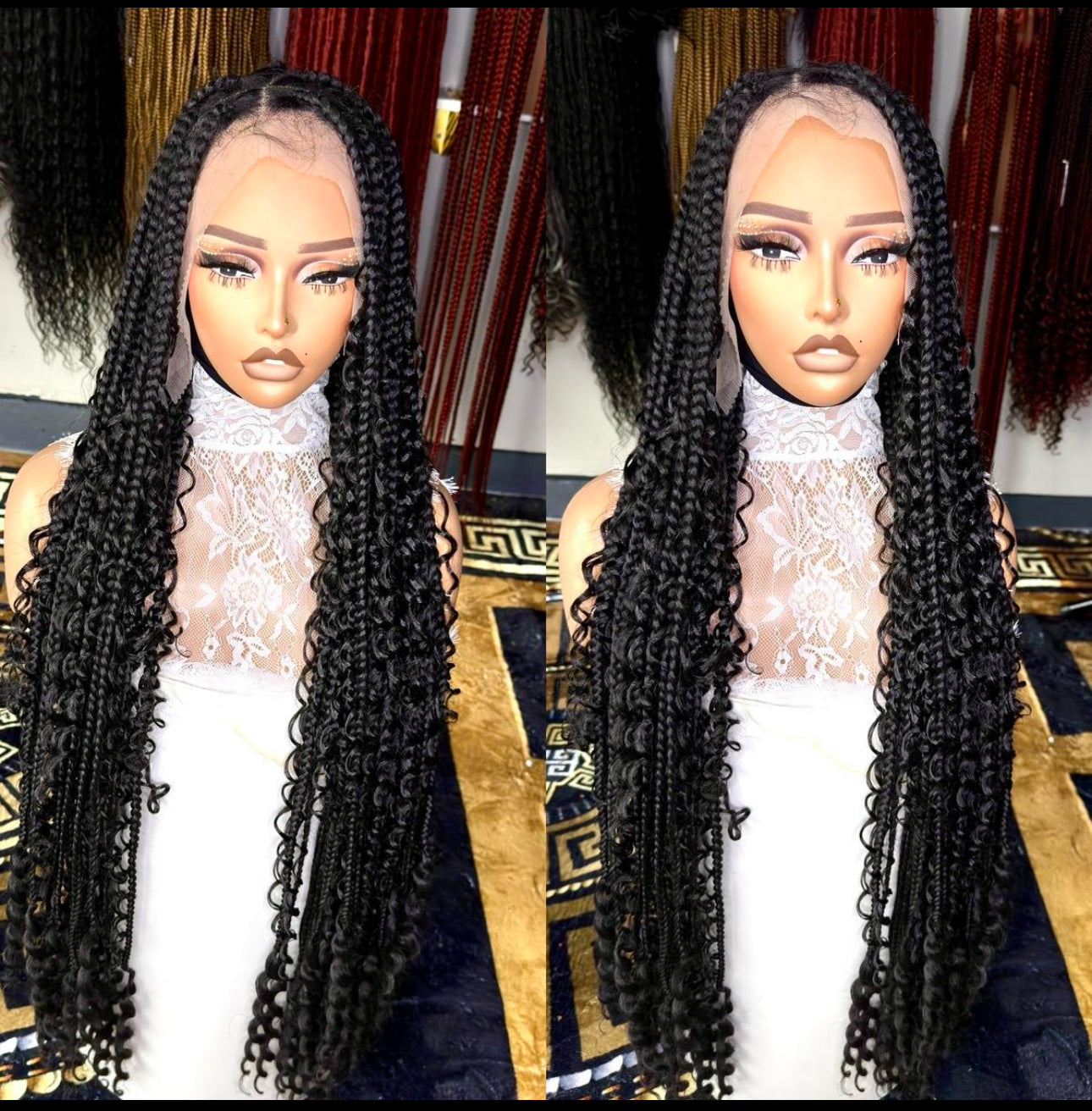 Black Boho knotless braids large knots