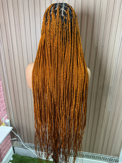 Orange color knotless braided wig