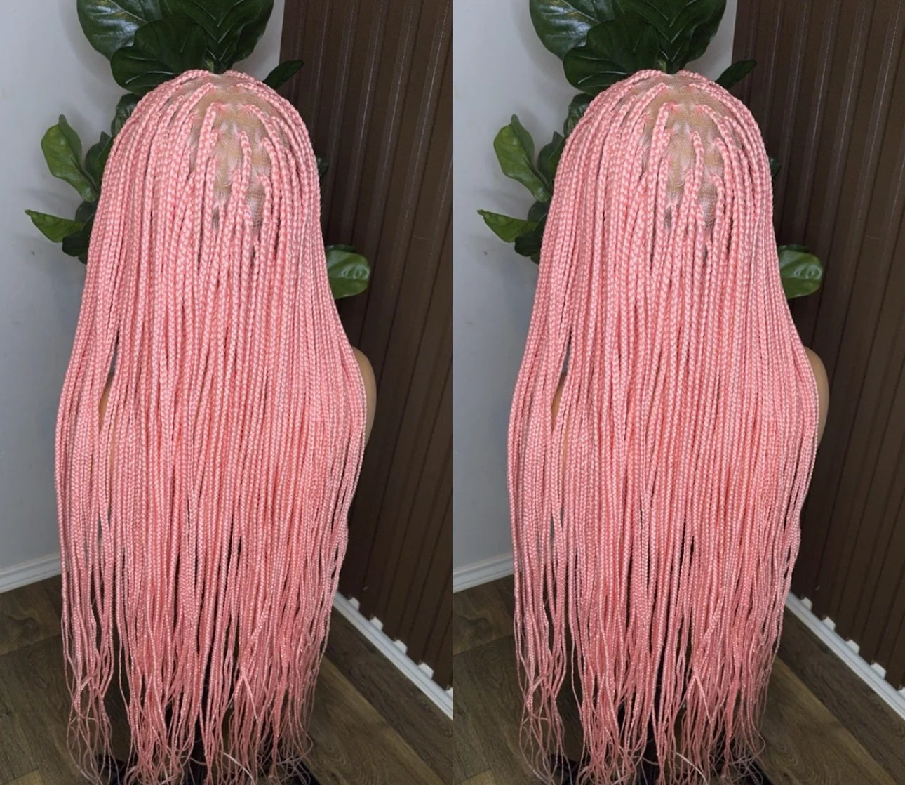 Light pink fullace knotless braided wig