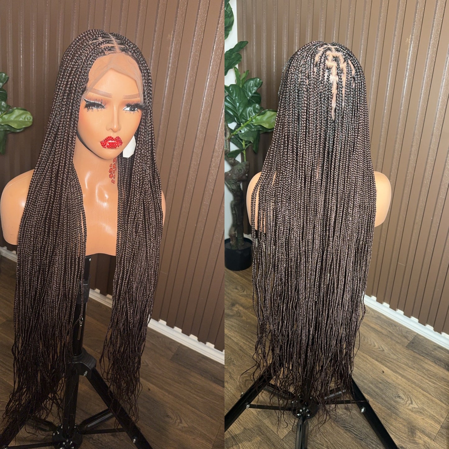 Brown knotless braids medium knots