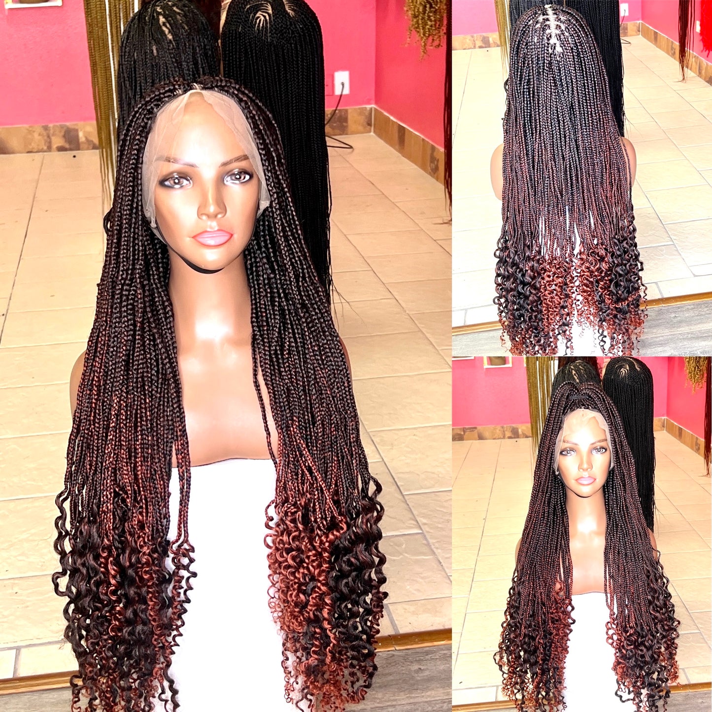 40 Inches Full Lace Front Knotless Box Braided Wigs With Baby Hair Super Long Synthetic Braids Wig For Black Women