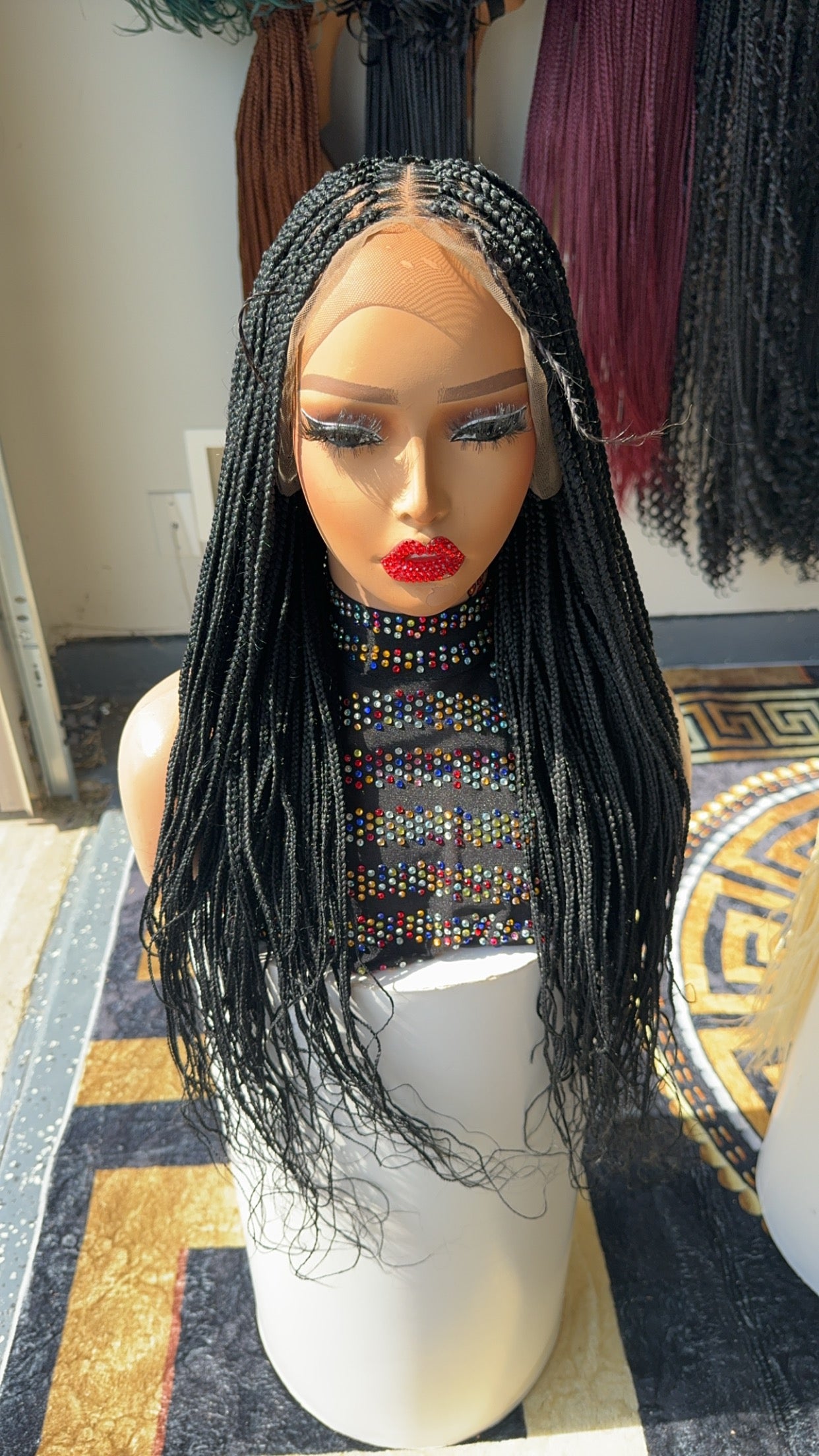 Frontal knotless braided wig  22 inches