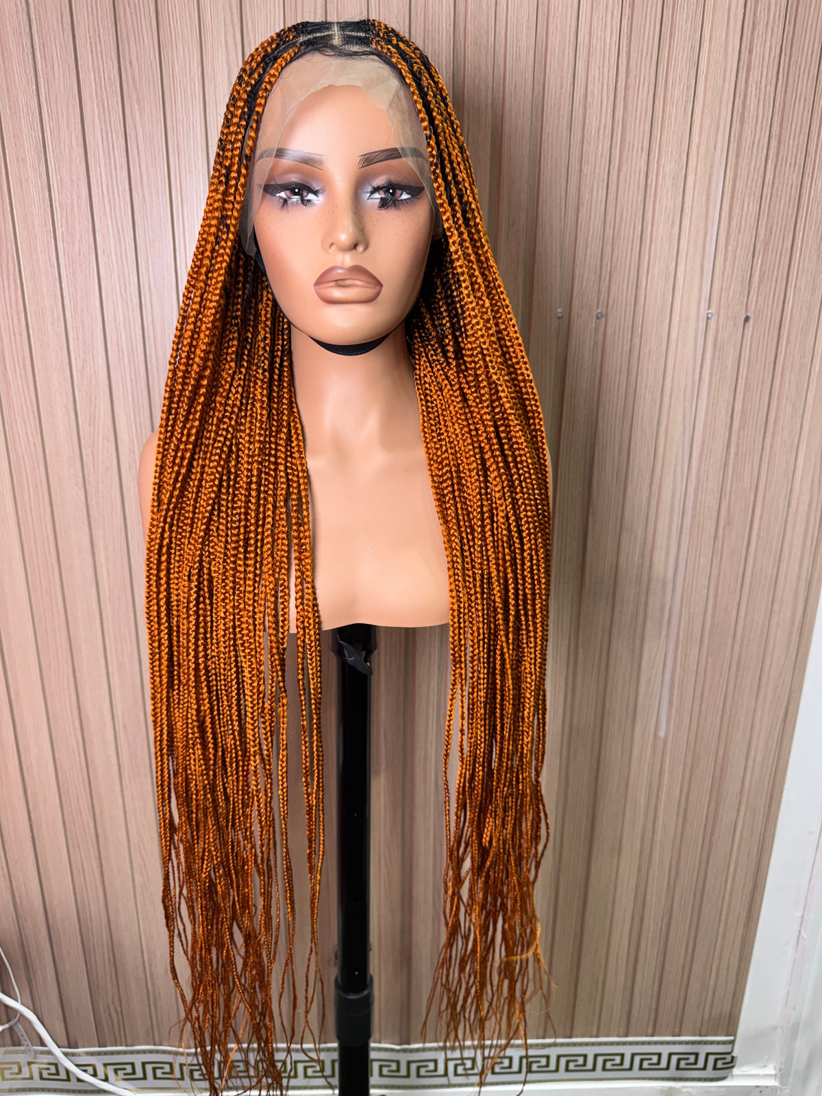 Orange color knotless braided wig