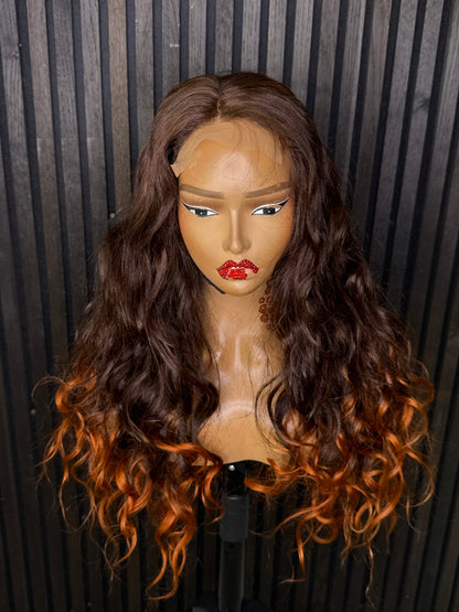 Orange tips human hair wig