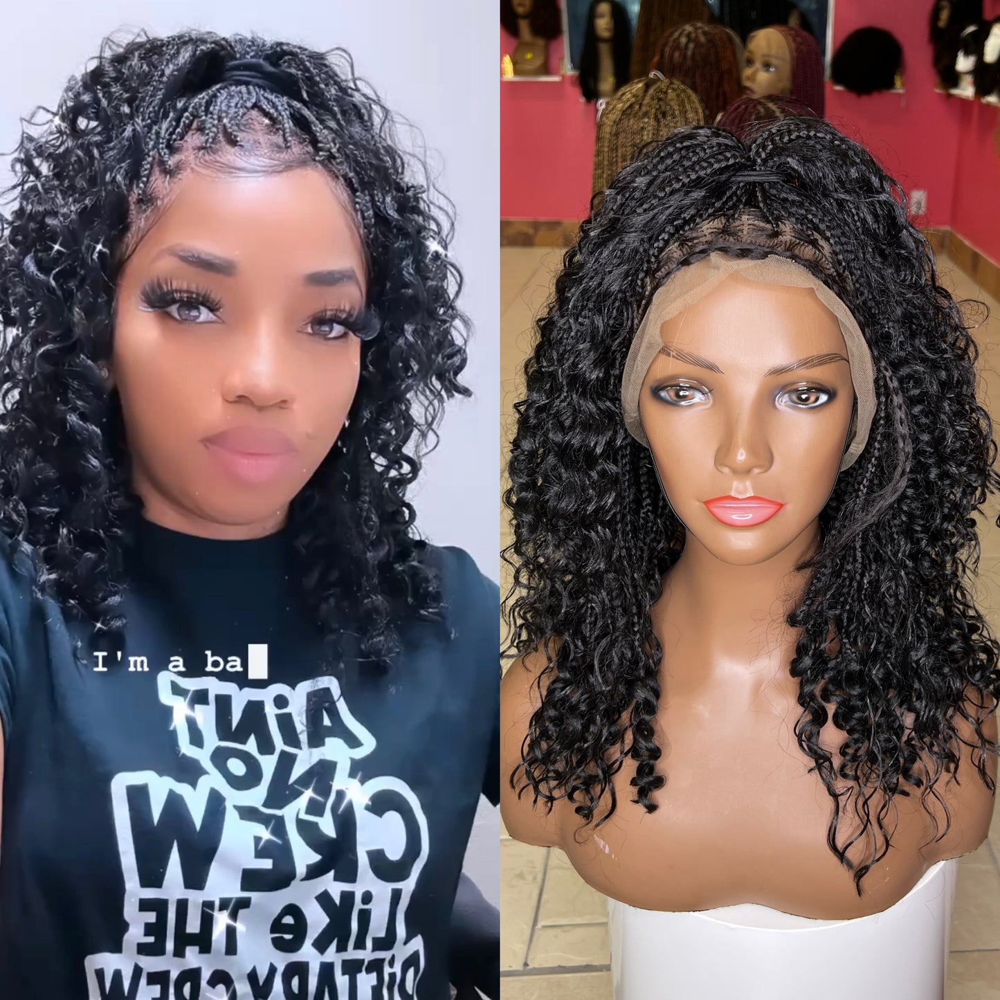 Short boho braided wig