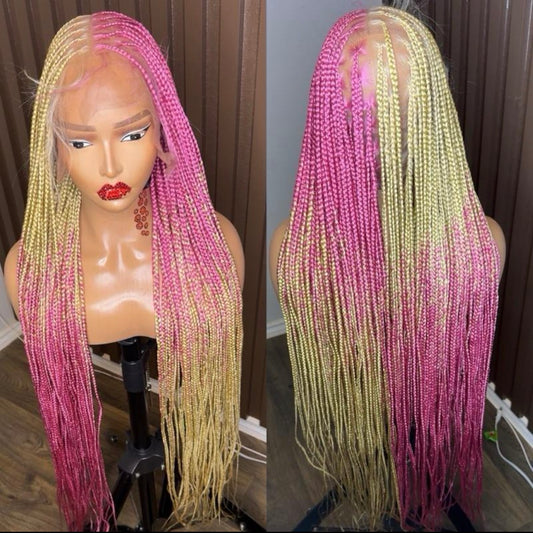 Pink and blonde cross braid