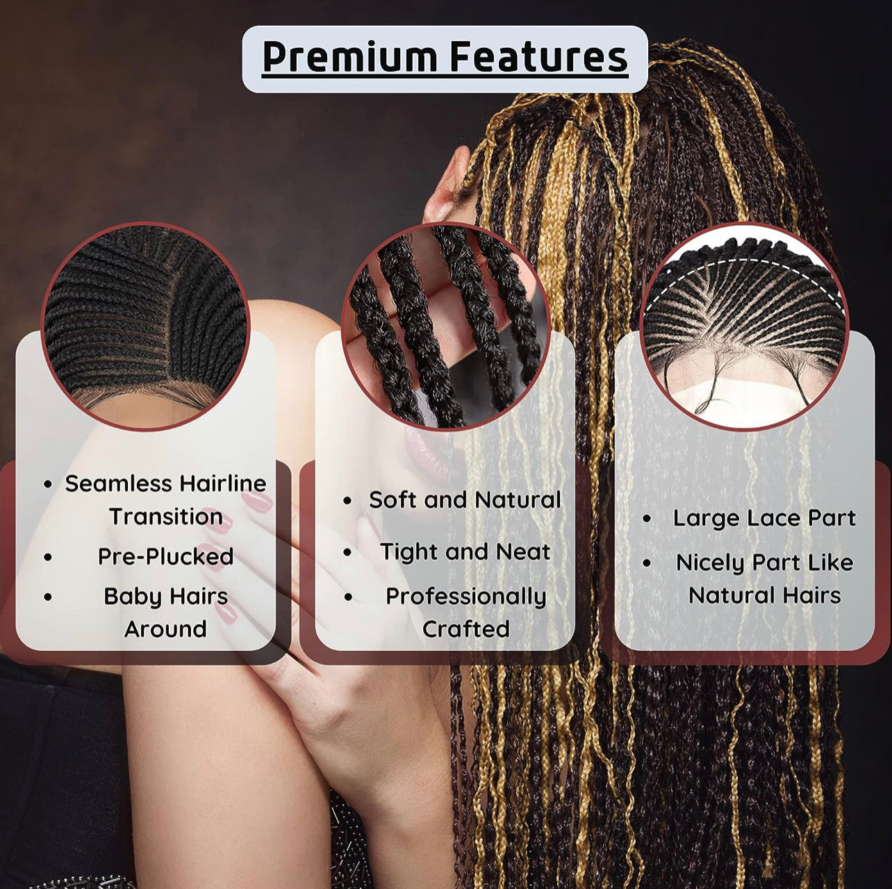 cornrow braided wig 2022 New Arrival Synthetic Lace Front Wig Braided Wigs Braid African With Baby Hair 34 inches Braided Full Lace Wigs