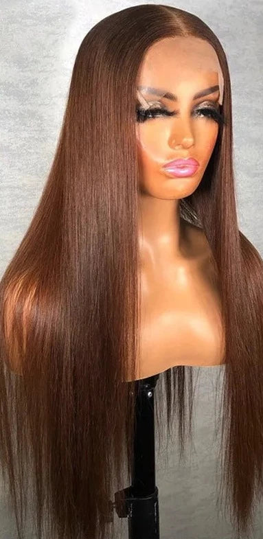 13x4 Lace Front Human Hair Wigs Brazilian 180% Straight Brown Colored Lace Frontal Wigs Remy Wigs For Black Women PrePlucked