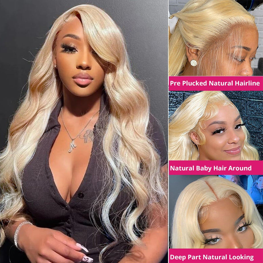 Honey Blonde Lace Front Wig Human Hair Wigs For Women Brazilian Hair Pre Plucked 30 32 Inch 13x4 Body Wave 613 Lace Frontal Wig