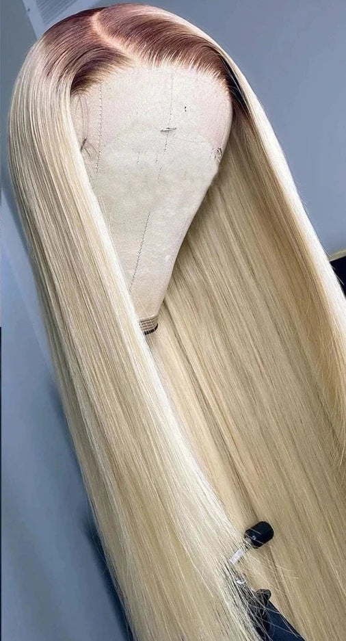 13X4 Ombre Blonde Frontal Wig Human Hair Remy Straight Transparent Lace 4 613 Lace Front Wig For Women