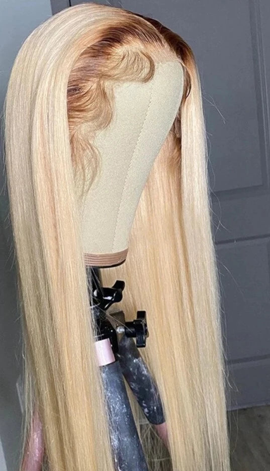 13X4 Ombre Blonde Frontal Wig Human Hair Remy Straight Transparent Lace 4 613 Lace Front Wig For Women