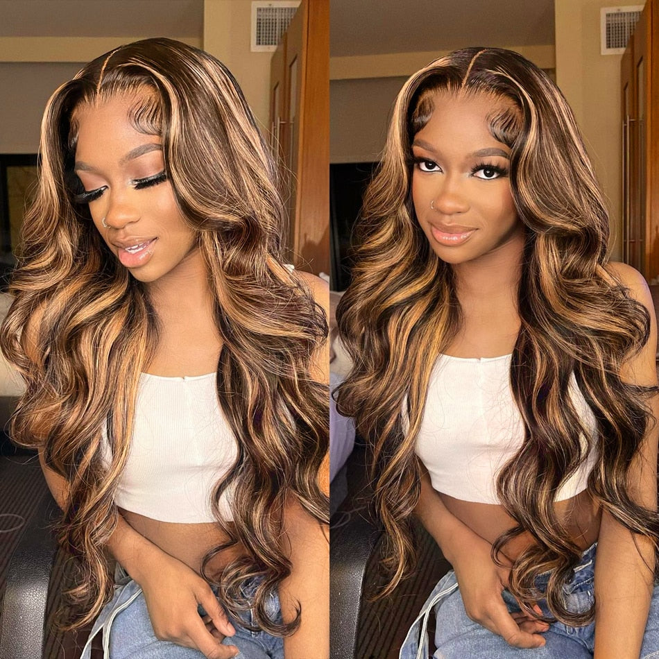 Highlight Wig Human Hair 13x4 Lace Frontal Wig Colored Human Hair Wigs For Women 30 Inch Honey Blonde Body Wave Lace Front Wig