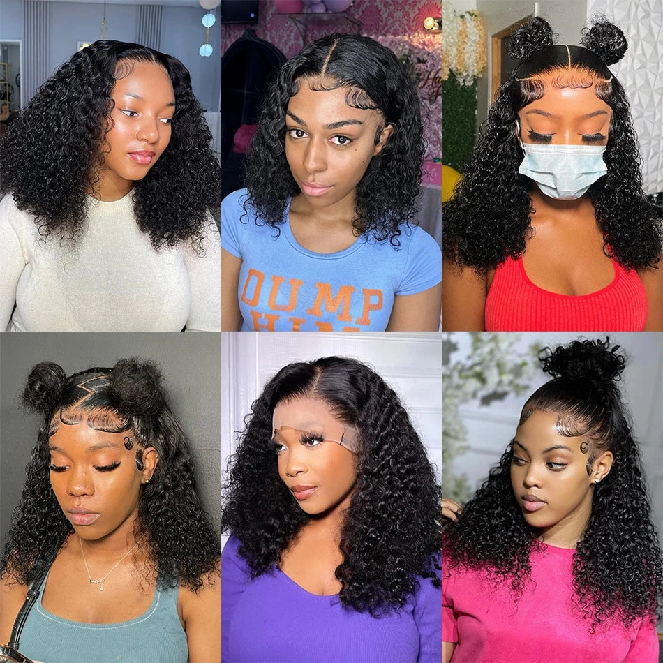 Jerry Curly Short Bob Wigs 13x6 Lace Frontal Human Hair Wigs 5x5 Glueless Wigs Lace Closure Transparent 13x4 Lace Font Wigs