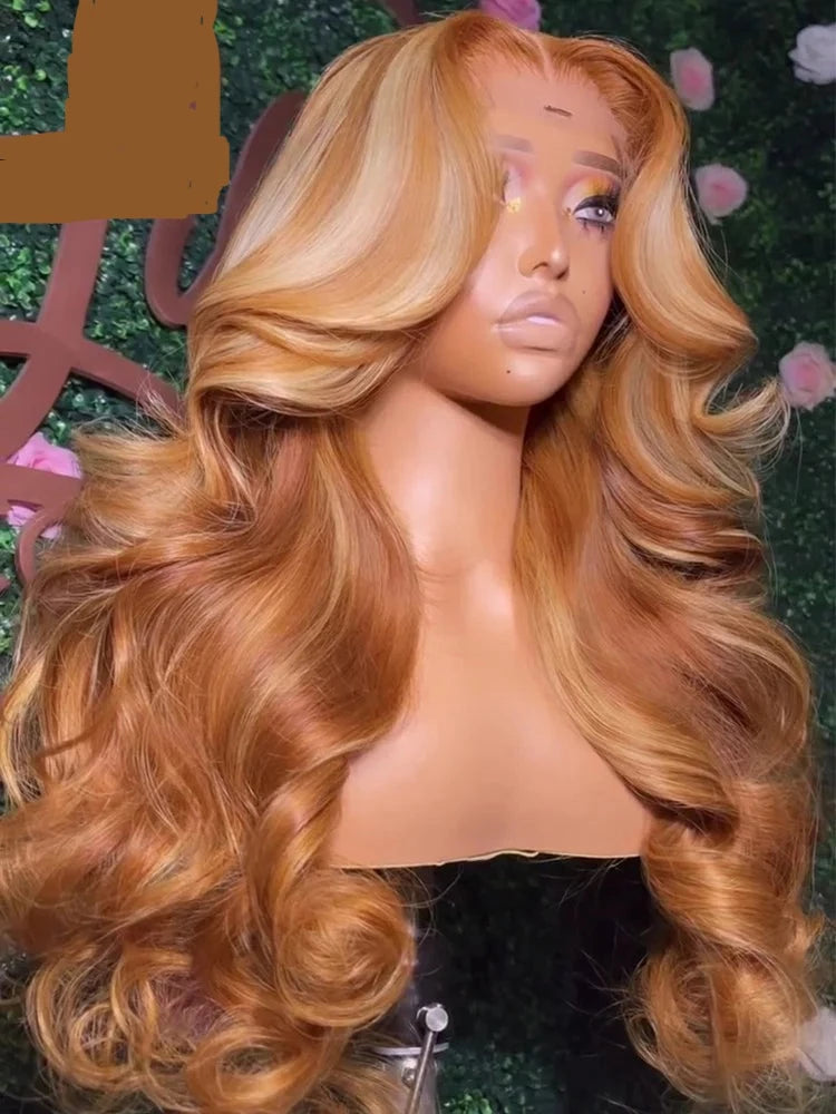 Honey Blonde 13X6 HD Transparent Lace Front Wigs Pre Plucked 13x4 Highlight Lace Frontal Wig Human Hair