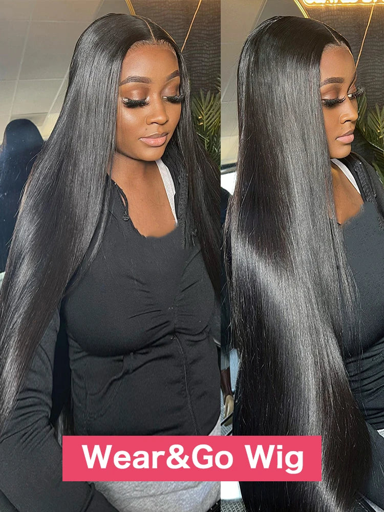 Glueless Preplucked Human Hair Wigs Ready To Wear And Go Brazilian Bone Straight 13x4 HD Lace Frontal Human Hair Wig For Women