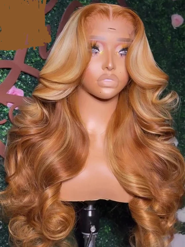 Honey Blonde 13X6 HD Transparent Lace Front Wigs Pre Plucked 13x4 Highlight Lace Frontal Wig Human Hair