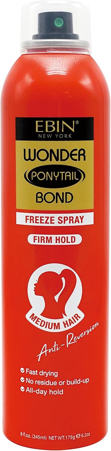 EBIN NEW YORK Wonder Ponytail Bond Freeze Spray Firm Hold | Long Lasting Hold, Frizz Control, Shine Enhancing, Fast-Drying, All-Day Hold, Natural Look