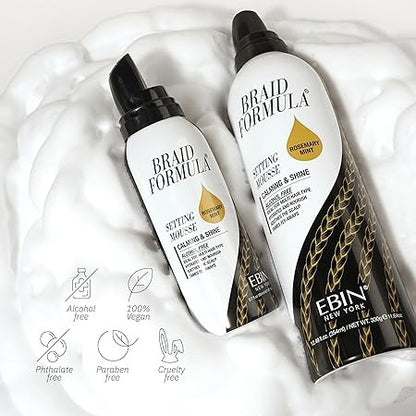EBIN NEW YORK Braid Formula Setting Mousse (2.7 oz, Rosemary Mint + Biotin)