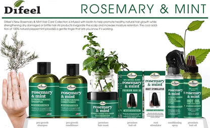 Difeel Rosemary and Mint Premium Hair Oil with Biotin 8 oz. - Made with Natural Mint & Rosemary Oil for Hair Growth