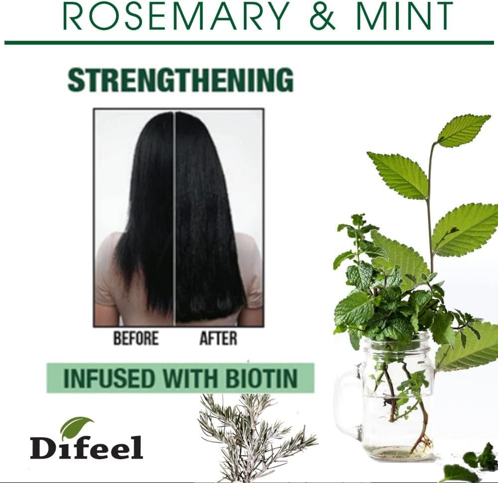 Difeel Rosemary and Mint Premium Hair Oil with Biotin 8 oz. - Made with Natural Mint & Rosemary Oil for Hair Growth