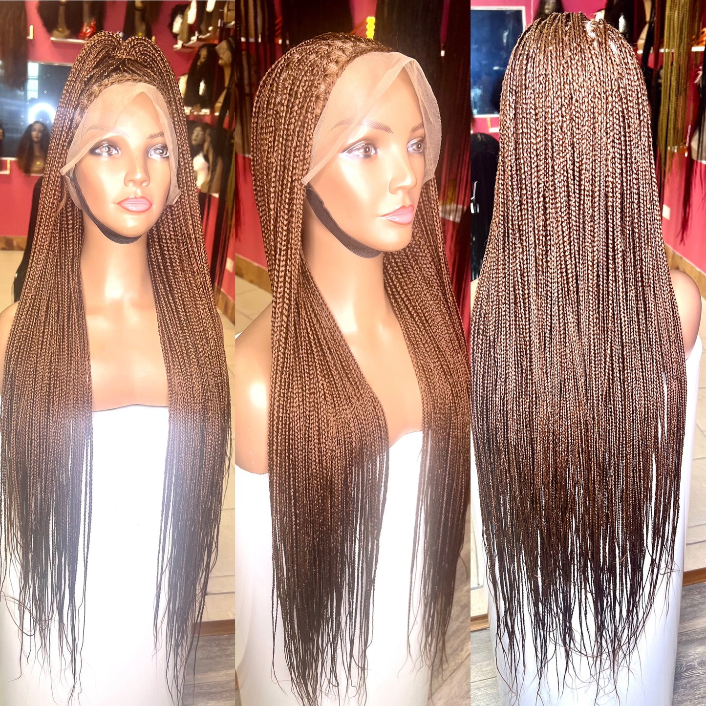 40 Inches Full Lace Front Knotless Box Braided Wigs With Baby Hair Super Long Synthetic Braids Wig For Black Women