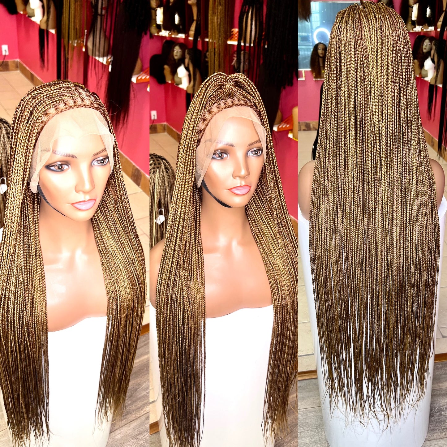 40 Inches Full Lace Front Knotless Box Braided Wigs With Baby Hair Super Long Synthetic Braids Wig For Black Women