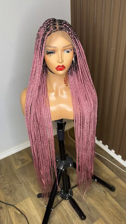 Light pink darkroot knotless braiddd wig