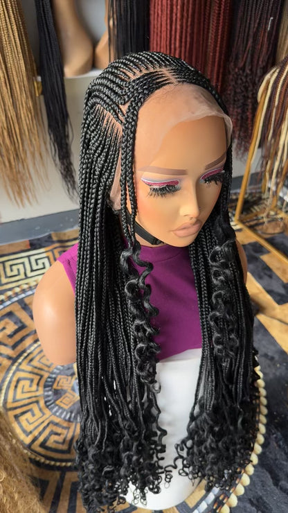 Fulani cornrows with curly tips