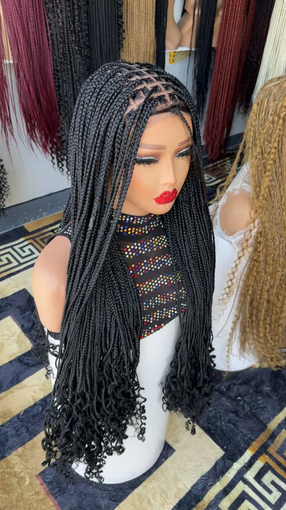 30 inches curly tips knotless braided wig