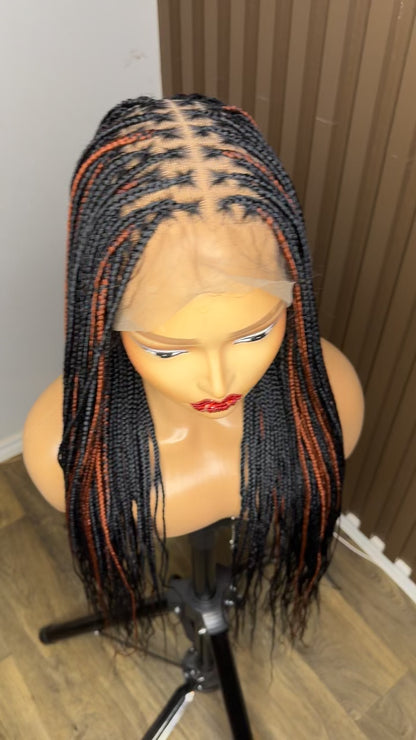 22inches black and brown knotless braids