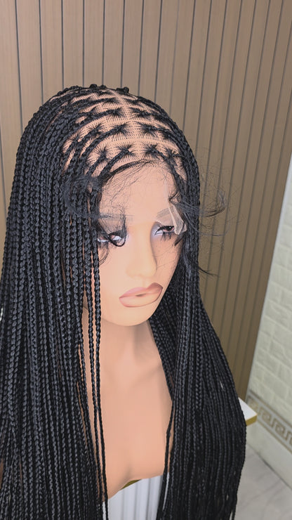 Black knotless braided wig 50 inches