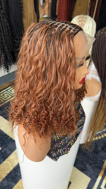 Honey blonde short boho braids