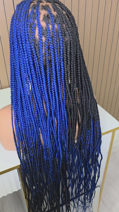 Cross braids in blue