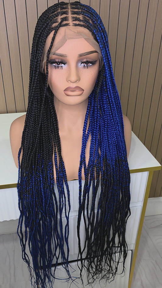 Cross braids in blue