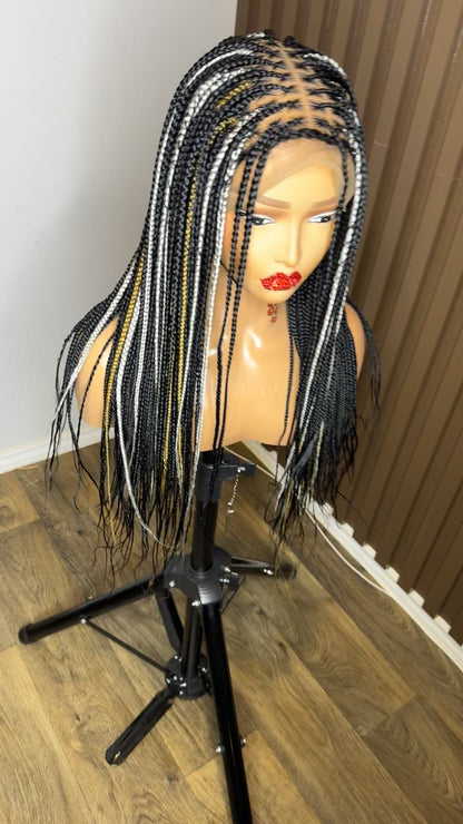 22 inches highlights knotless braided wig