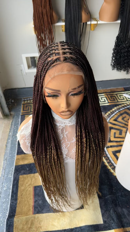 Black with brown tips 20inches knotless braids