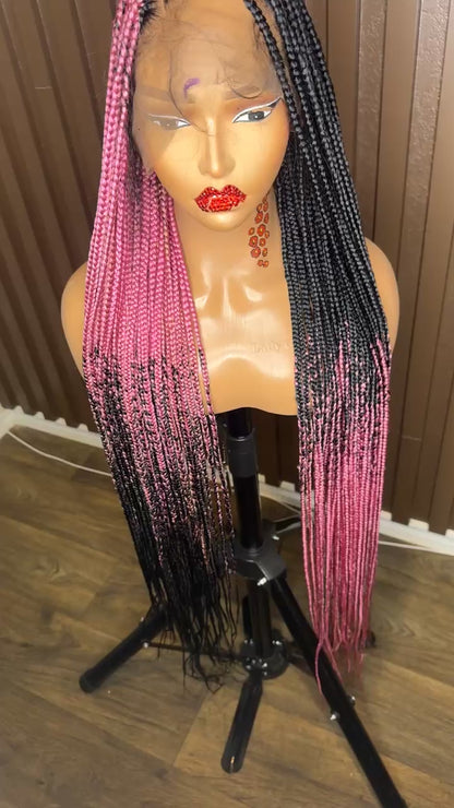 Cross braids dark pink