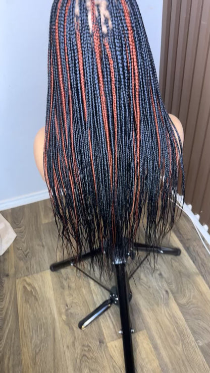 22inches black and brown knotless braids