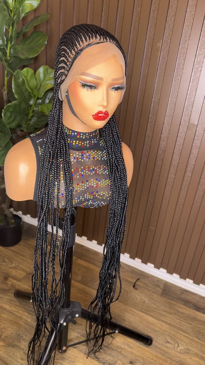 Black cornrow braided wig