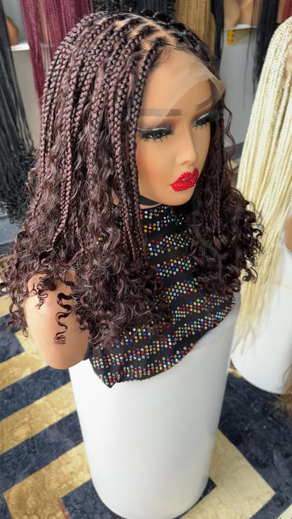 Brown short boho braids