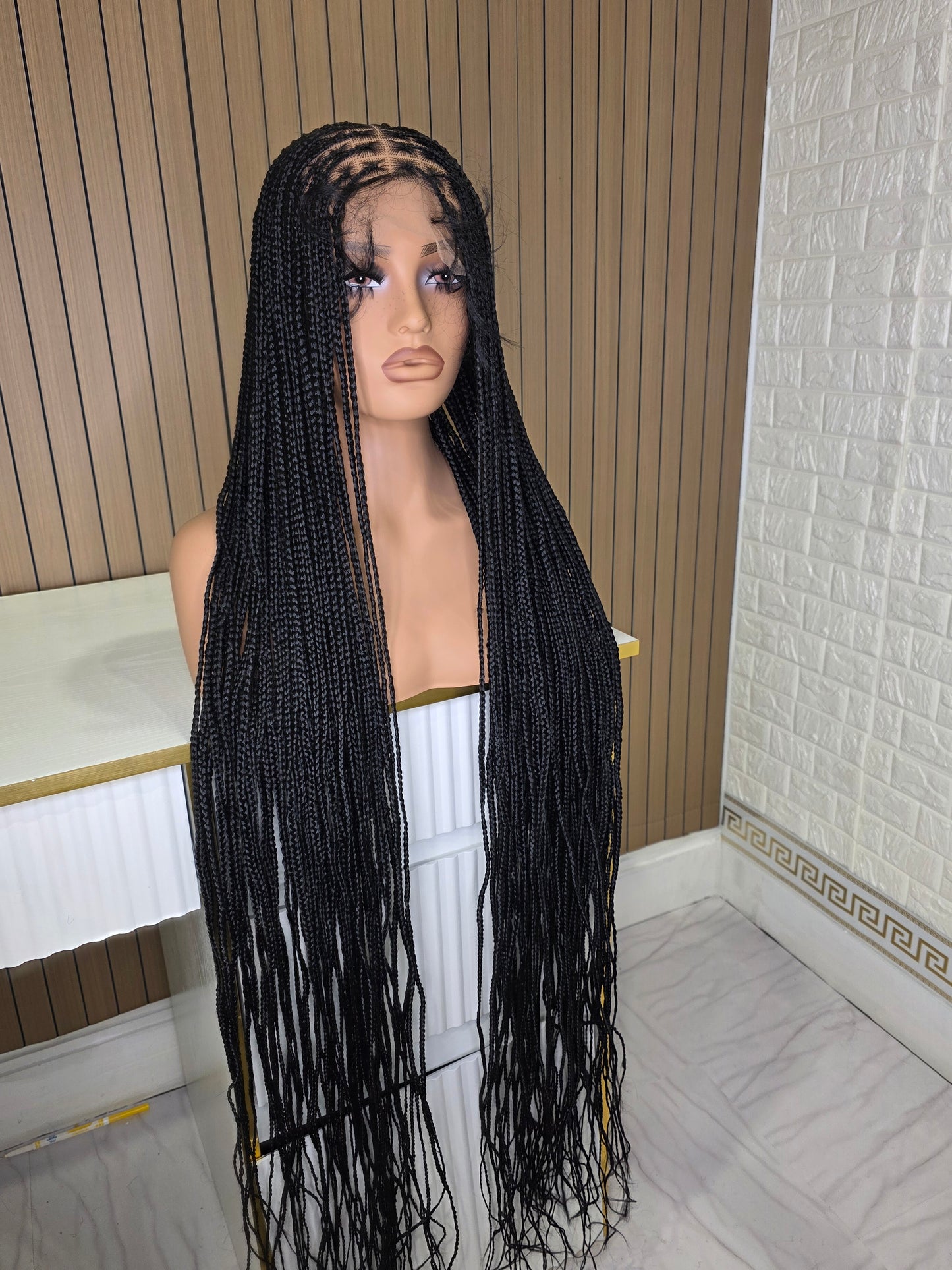 Black knotless braided wig 50 inches