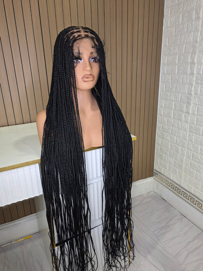 Black knotless braided wig 50 inches
