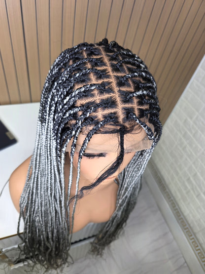 30 inches gray knotles braided wig