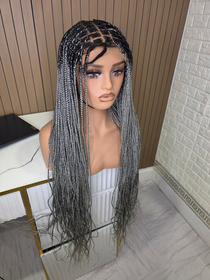 30 inches gray knotles braided wig