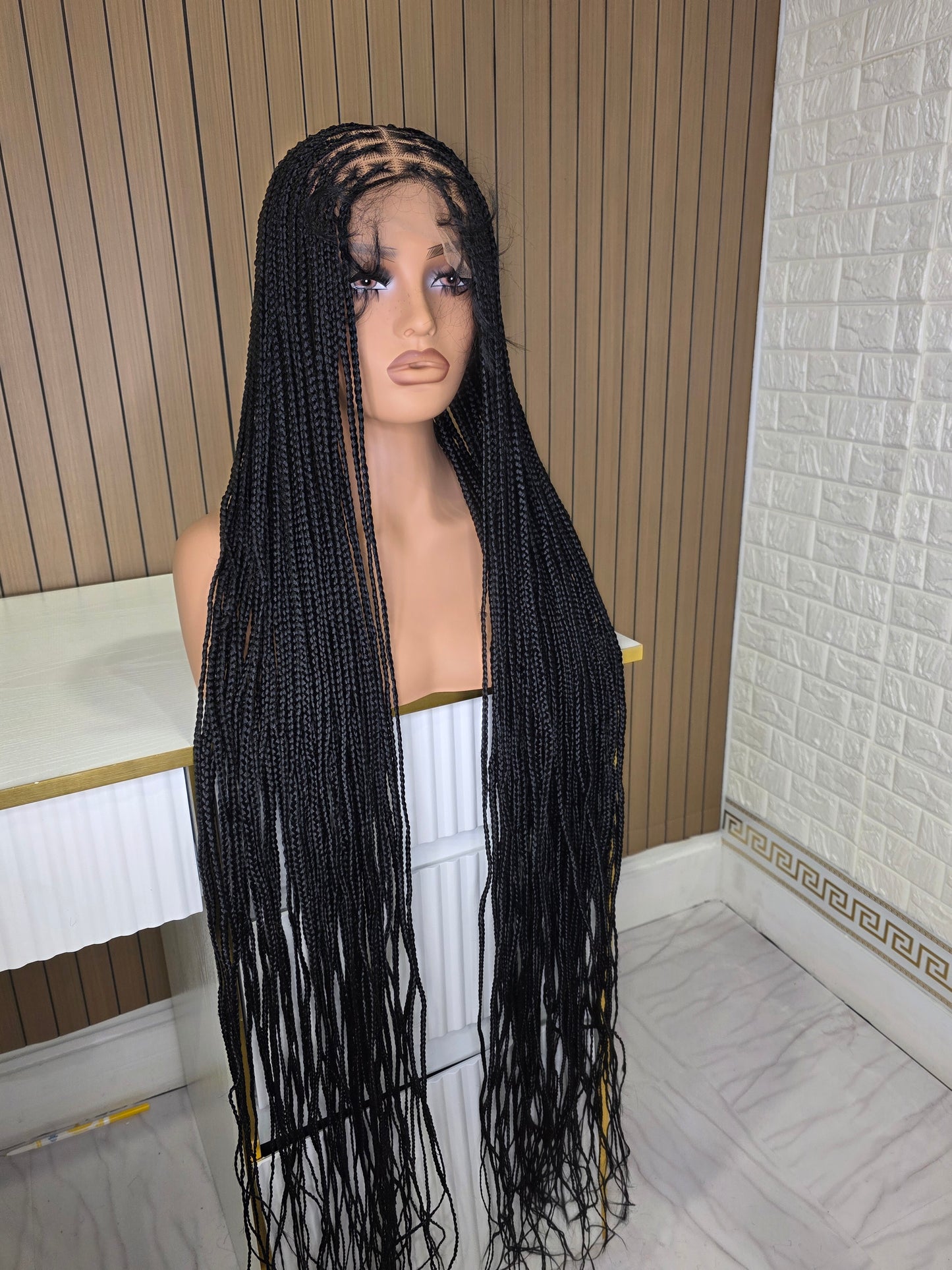Black knotless braided wig 50 inches