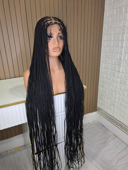 Black knotless braided wig 50 inches