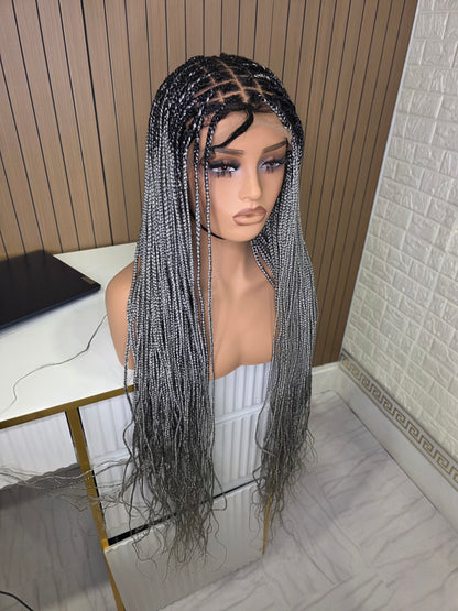 30 inches gray knotles braided wig