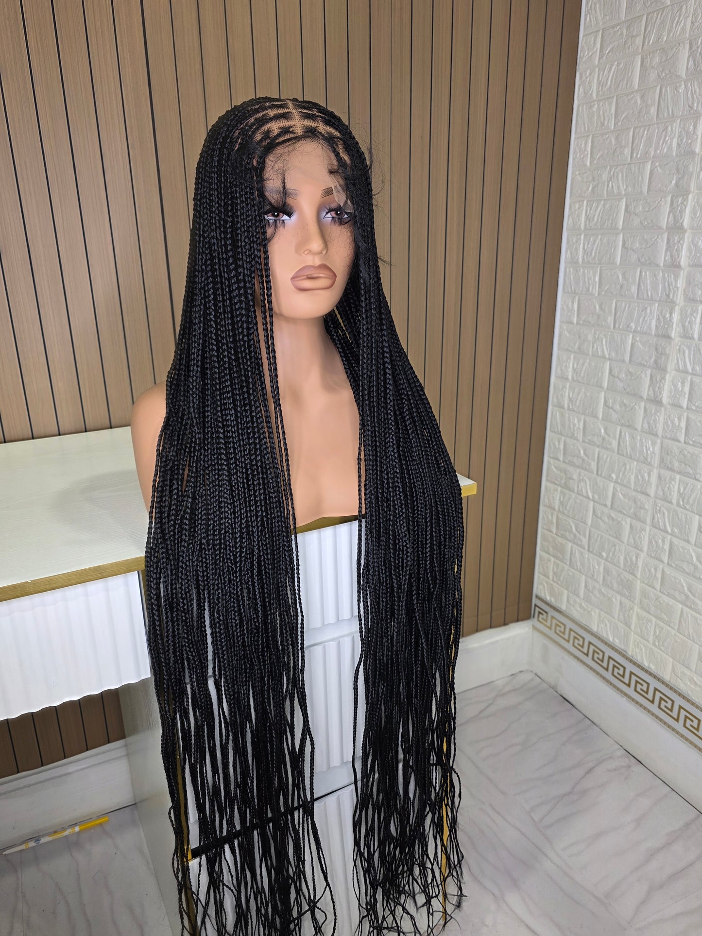 Black knotless braided wig 50 inches