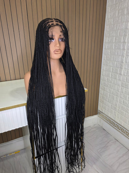 Black knotless braided wig 50 inches